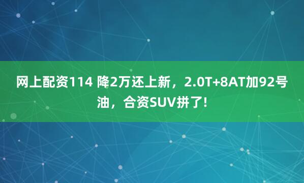 网上配资114 降2万还上新，2.0T+8AT加92号油，合资SUV拼了!