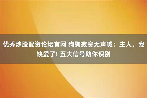 优秀炒股配资论坛官网 狗狗寂寞无声喊：主人，我缺爱了! 五大信号助你识别